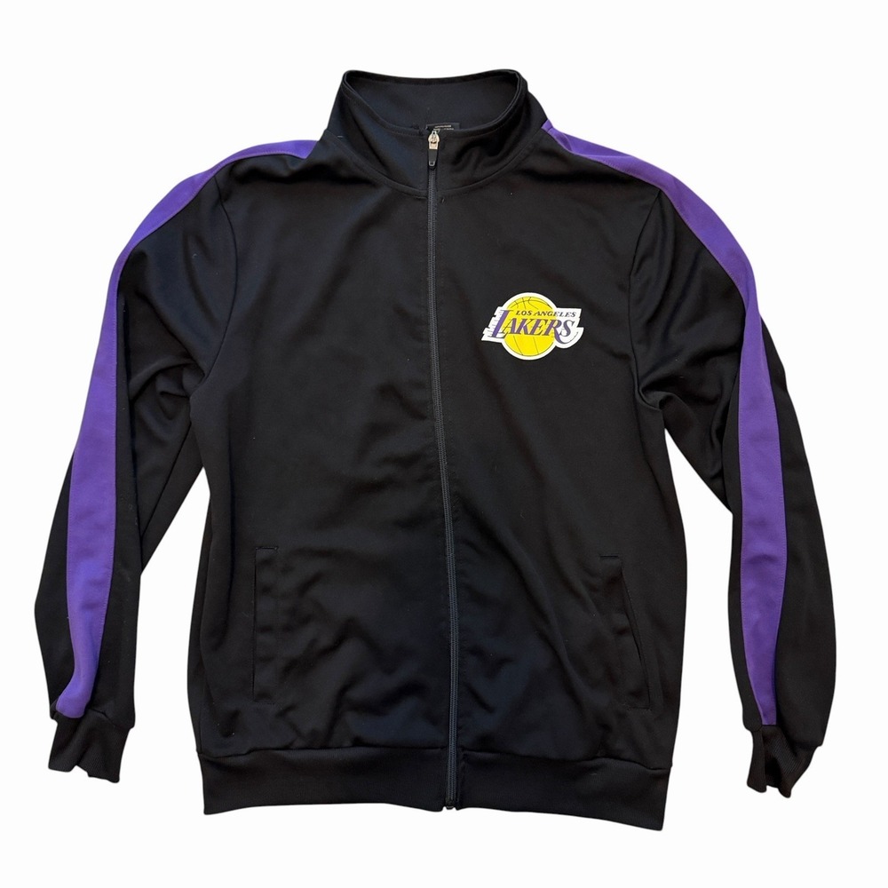 Los Angeles Lakers NBA Full Zip Track Jacket Black Purple Gold Adult Medium